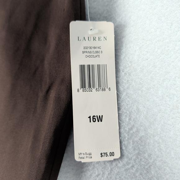 Lauren Ralph Lauren Womens Size 16W Chocolate Brown Straight Leg Pants - Picture 7 of 16